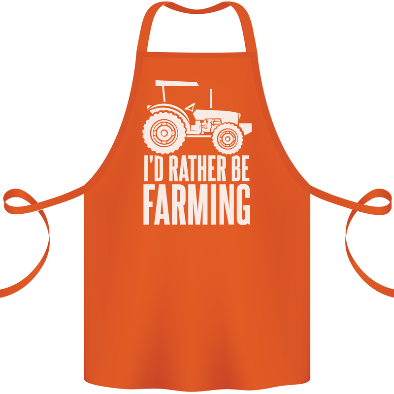 Id Rather Be Farmer Farming Tractor Cotton Apron 100% Organic Orange