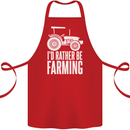 Id Rather Be Farmer Farming Tractor Cotton Apron 100% Organic Red