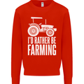 Id Rather Be Farmer Farming Tractor Kids Sweatshirt Jumper Bright Red