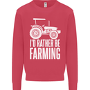 Id Rather Be Farmer Farming Tractor Kids Sweatshirt Jumper Heliconia