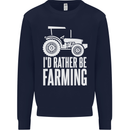 Id Rather Be Farmer Farming Tractor Kids Sweatshirt Jumper Navy Blue