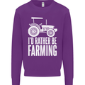 Id Rather Be Farmer Farming Tractor Kids Sweatshirt Jumper Purple