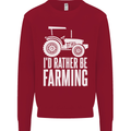 Id Rather Be Farmer Farming Tractor Kids Sweatshirt Jumper Red
