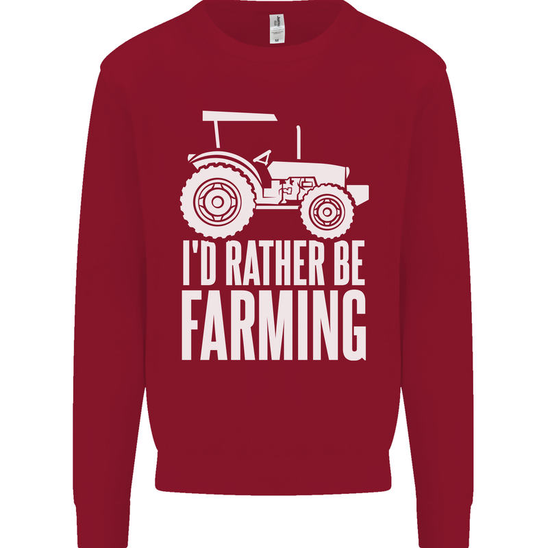 Id Rather Be Farmer Farming Tractor Kids Sweatshirt Jumper Red