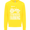 Id Rather Be Farmer Farming Tractor Kids Sweatshirt Jumper Yellow