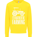Id Rather Be Farmer Farming Tractor Kids Sweatshirt Jumper Yellow