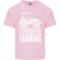 Id Rather Be Farmer Farming Tractor Kids T-Shirt Childrens Light Pink