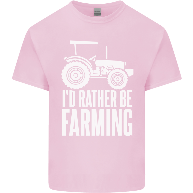Id Rather Be Farmer Farming Tractor Kids T-Shirt Childrens Light Pink