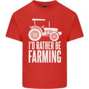 Id Rather Be Farmer Farming Tractor Kids T-Shirt Childrens Red