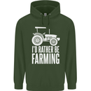 Id Rather Be Farmer Farming Tractor Mens 80% Cotton Hoodie Forest Green
