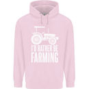 Id Rather Be Farmer Farming Tractor Mens 80% Cotton Hoodie Light Pink