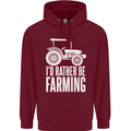 Id Rather Be Farmer Farming Tractor Mens 80% Cotton Hoodie Maroon
