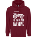Id Rather Be Farmer Farming Tractor Mens 80% Cotton Hoodie Maroon