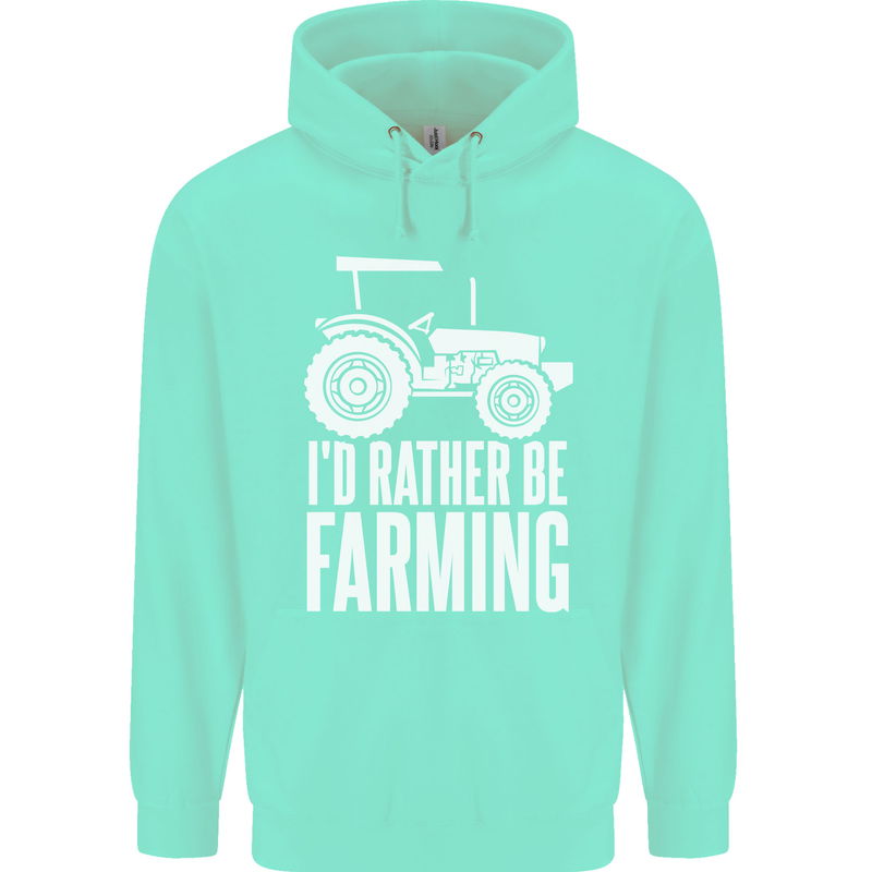 Id Rather Be Farmer Farming Tractor Mens 80% Cotton Hoodie Peppermint