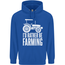Id Rather Be Farmer Farming Tractor Mens 80% Cotton Hoodie Royal Blue