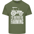 Id Rather Be Farmer Farming Tractor Mens Cotton T-Shirt Tee Top Military Green