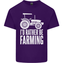 Id Rather Be Farmer Farming Tractor Mens Cotton T-Shirt Tee Top Purple