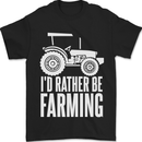 Id Rather Be Farmer Farming Tractor Mens T-Shirt 100% Cotton Black