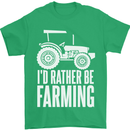 Id Rather Be Farmer Farming Tractor Mens T-Shirt 100% Cotton Irish Green