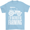 Id Rather Be Farmer Farming Tractor Mens T-Shirt 100% Cotton Light Blue