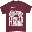 Id Rather Be Farmer Farming Tractor Mens T-Shirt 100% Cotton Maroon