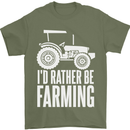 Id Rather Be Farmer Farming Tractor Mens T-Shirt 100% Cotton Military Green