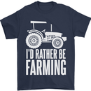 Id Rather Be Farmer Farming Tractor Mens T-Shirt 100% Cotton Navy Blue