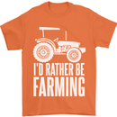 Id Rather Be Farmer Farming Tractor Mens T-Shirt 100% Cotton Orange