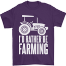 Id Rather Be Farmer Farming Tractor Mens T-Shirt 100% Cotton Purple