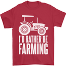 Id Rather Be Farmer Farming Tractor Mens T-Shirt 100% Cotton Red