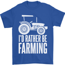 Id Rather Be Farmer Farming Tractor Mens T-Shirt 100% Cotton Royal Blue
