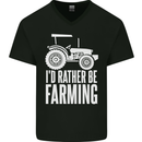 Id Rather Be Farmer Farming Tractor Mens V-Neck Cotton T-Shirt Black