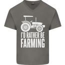 Id Rather Be Farmer Farming Tractor Mens V-Neck Cotton T-Shirt Charcoal