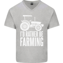 Id Rather Be Farmer Farming Tractor Mens V-Neck Cotton T-Shirt Sports Grey