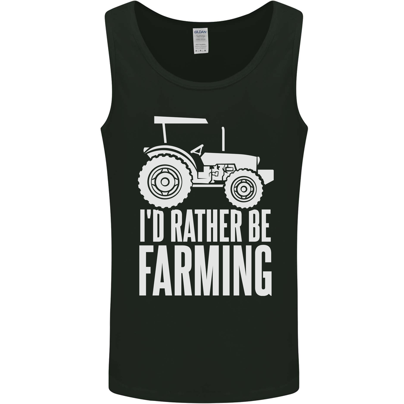 Id Rather Be Farmer Farming Tractor Mens Vest Tank Top Black