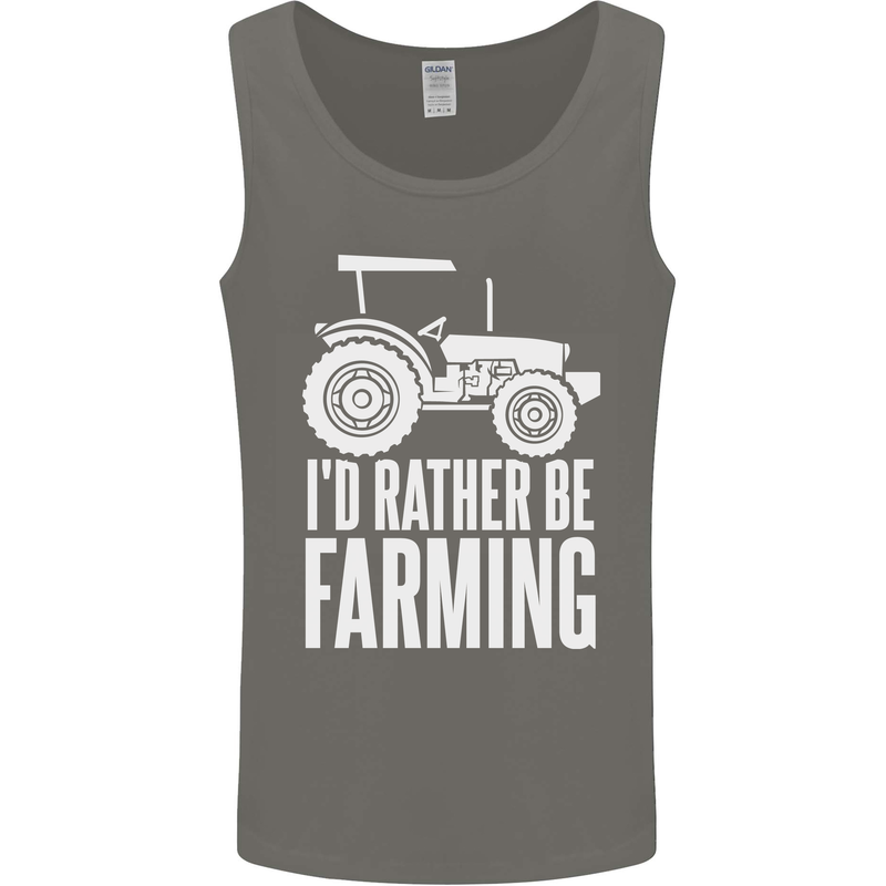 Id Rather Be Farmer Farming Tractor Mens Vest Tank Top Charcoal