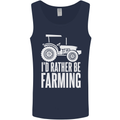 Id Rather Be Farmer Farming Tractor Mens Vest Tank Top Navy Blue