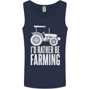 Id Rather Be Farmer Farming Tractor Mens Vest Tank Top Navy Blue
