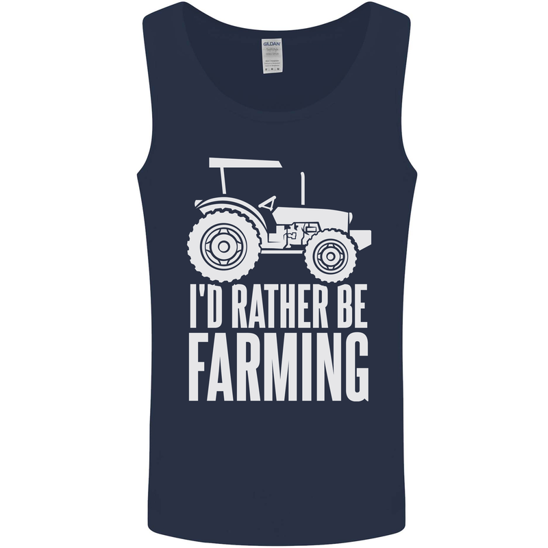 Id Rather Be Farmer Farming Tractor Mens Vest Tank Top Navy Blue
