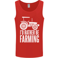 Id Rather Be Farmer Farming Tractor Mens Vest Tank Top Red