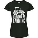 Id Rather Be Farmer Farming Tractor Womens Petite Cut T-Shirt Black