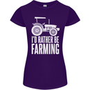 Id Rather Be Farmer Farming Tractor Womens Petite Cut T-Shirt Purple