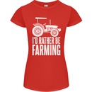 Id Rather Be Farmer Farming Tractor Womens Petite Cut T-Shirt Red