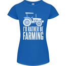 Id Rather Be Farmer Farming Tractor Womens Petite Cut T-Shirt Royal Blue