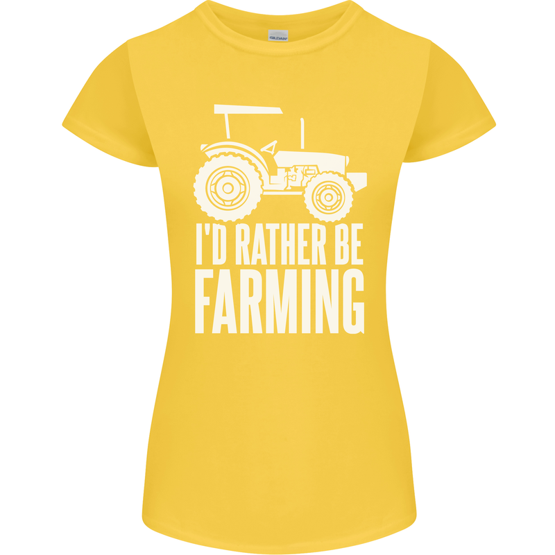 Id Rather Be Farmer Farming Tractor Womens Petite Cut T-Shirt Yellow