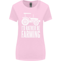 Id Rather Be Farmer Farming Tractor Womens Wider Cut T-Shirt Light Pink