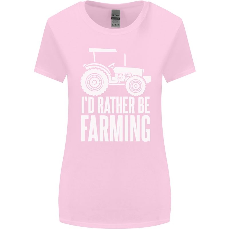Id Rather Be Farmer Farming Tractor Womens Wider Cut T-Shirt Light Pink