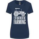 Id Rather Be Farmer Farming Tractor Womens Wider Cut T-Shirt Navy Blue