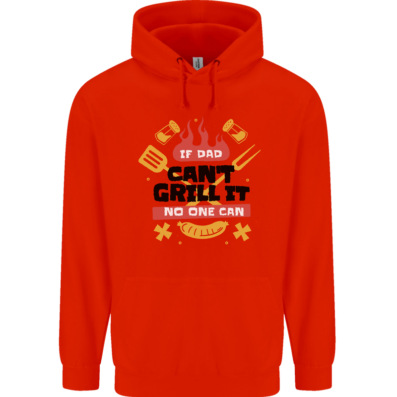 If Dad Cant Grill It No One Can Funny BBQ Childrens Kids Hoodie Bright Red