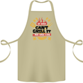 If Dad Cant Grill It No One Can Funny BBQ Cotton Apron 100% Organic Khaki